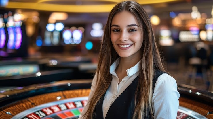 Live casino dealers operating at nusabet188 studio with professional equipment and multi-camera setup